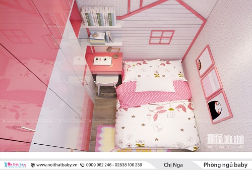 Thiết kế phòng ngủ cho bé tông màu hồng baby dễ thương